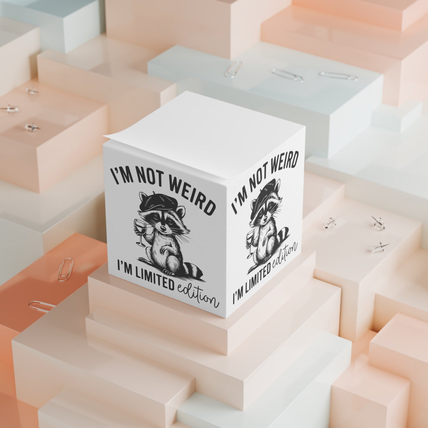 Limited Edition Note Cube with Quirky Raccoon Design