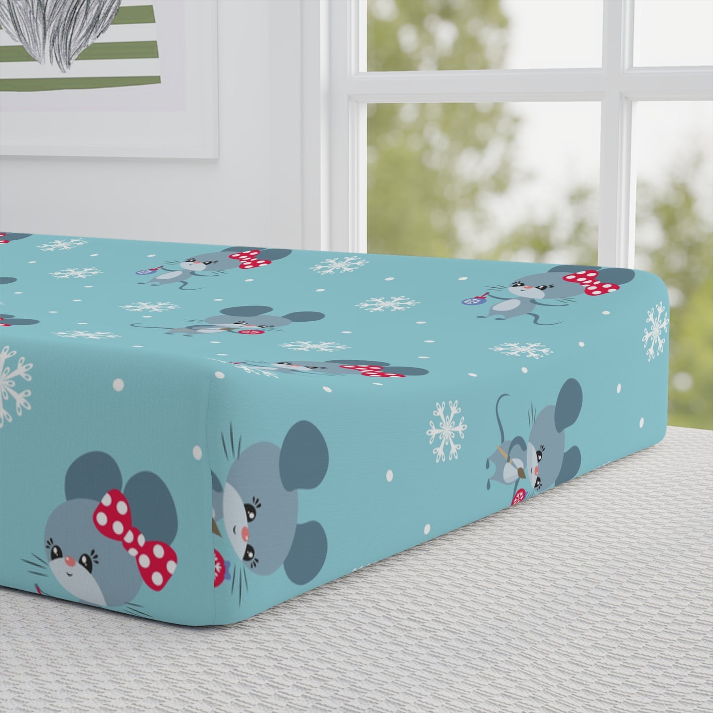 Cute Snowflake Baby Changing Pad Cover