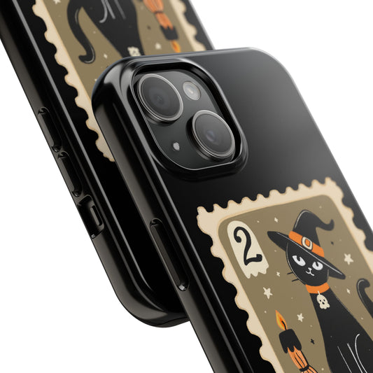 Halloween Cat Phone Case, Tough Phone Cases, Black Cat Design, Spooky Gift, Durable Phone Cover, Fall Accessories
