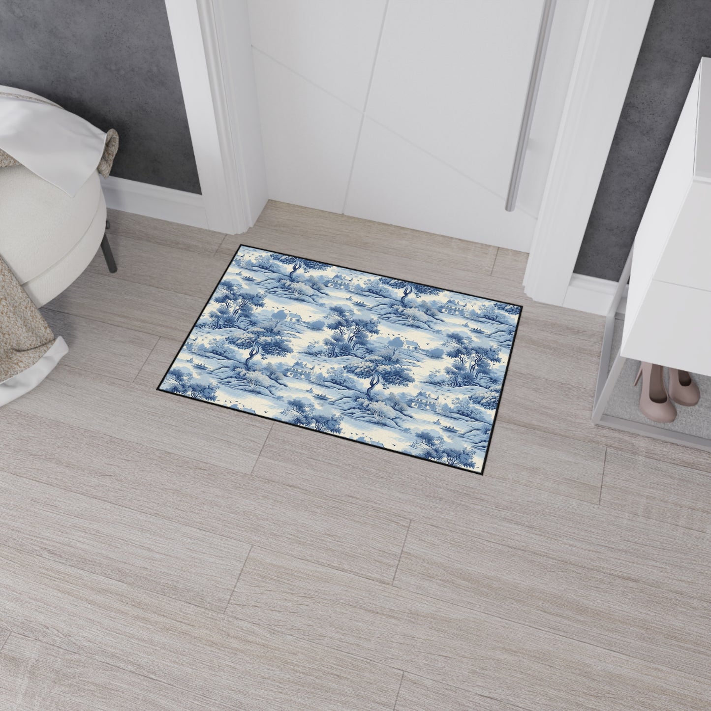 Vintage Blue Landscape Floor Mat