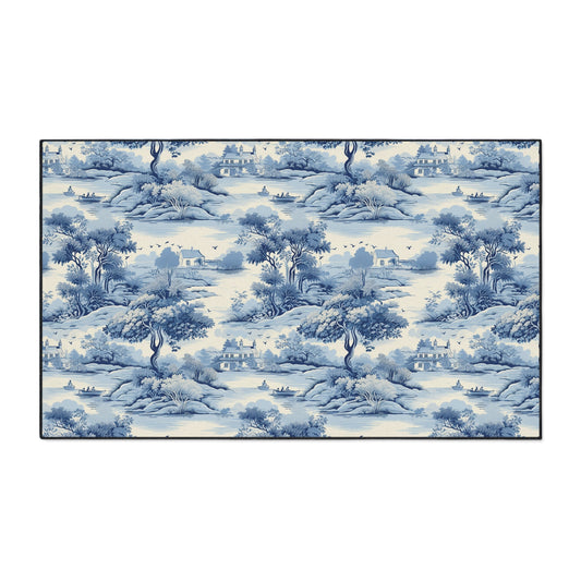 Vintage Blue Landscape Floor Mat