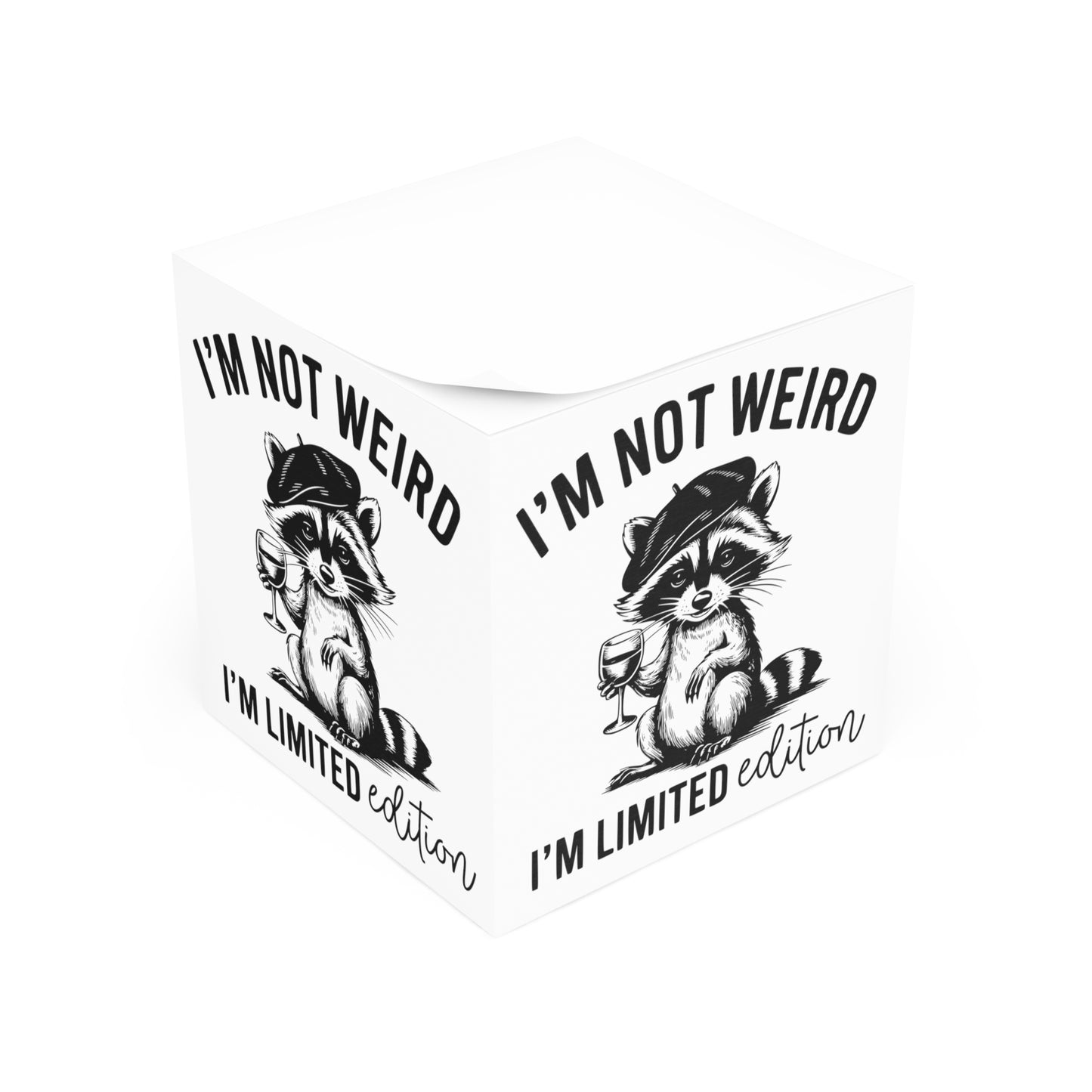 Limited Edition Note Cube with Quirky Raccoon Design