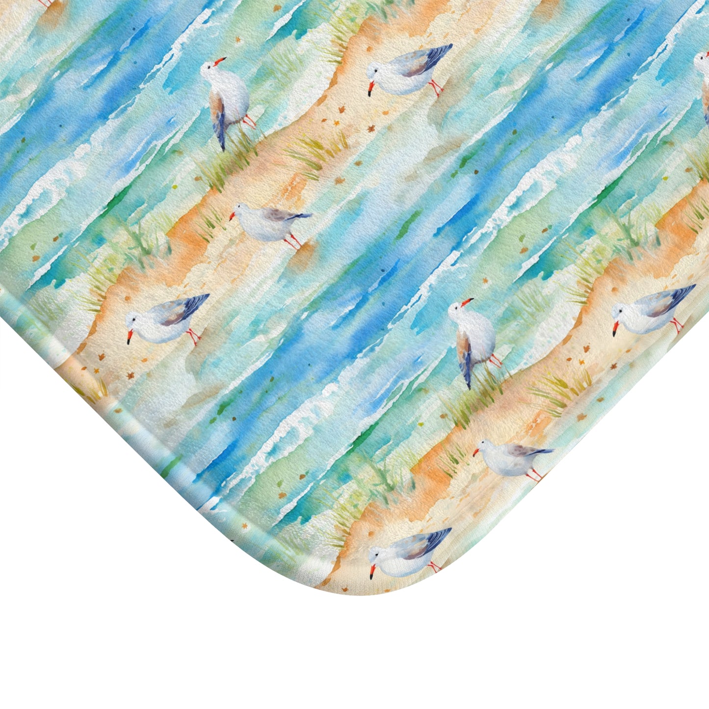 Coastal Beach Scene Bath Mat