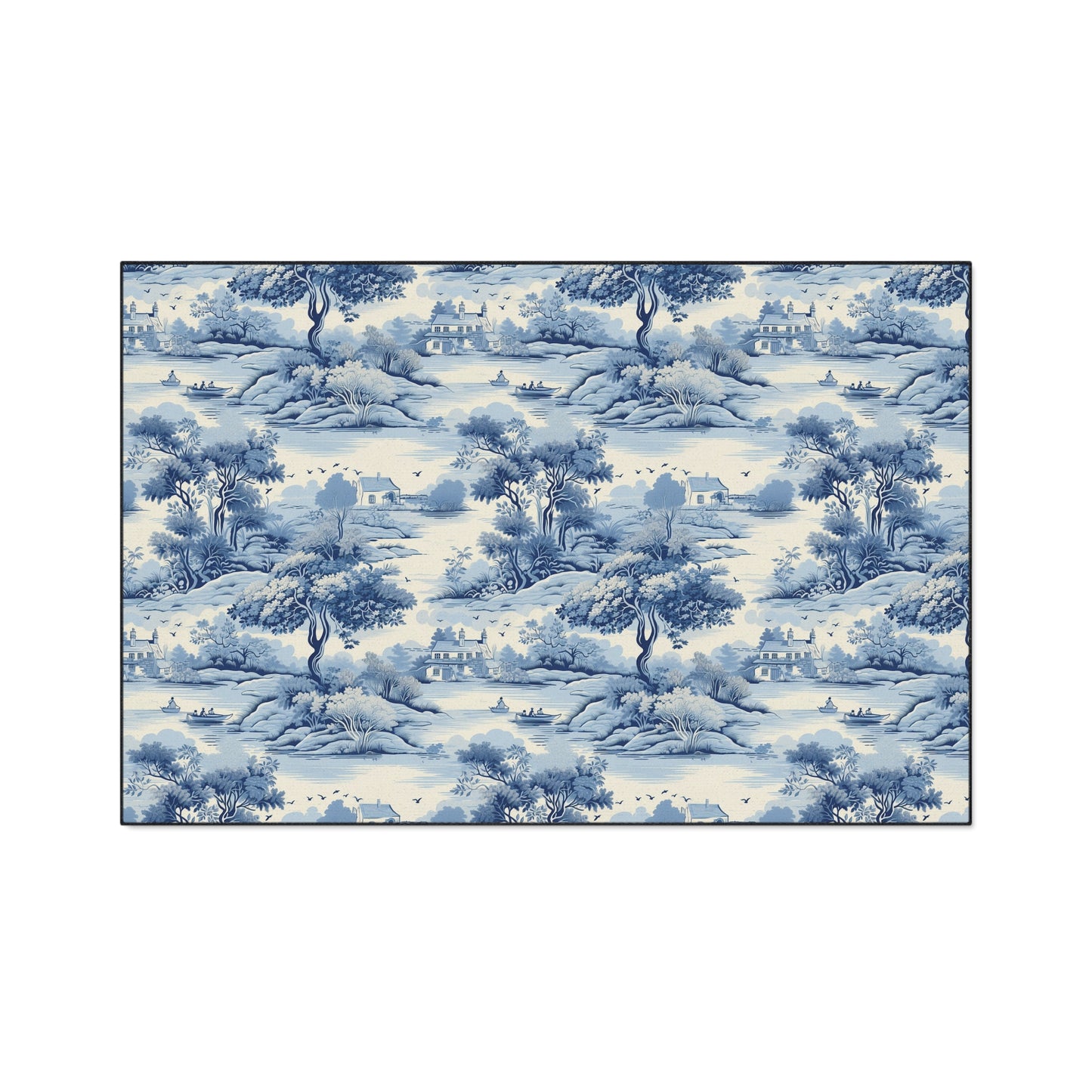Vintage Blue Landscape Floor Mat