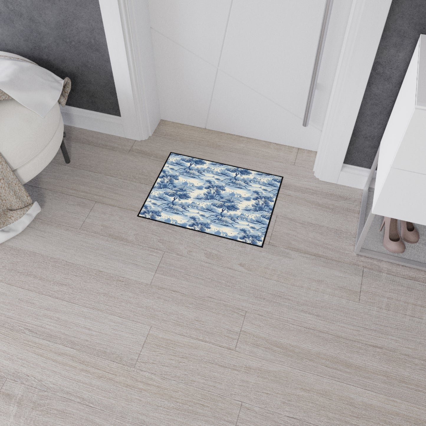 Vintage Blue Landscape Floor Mat