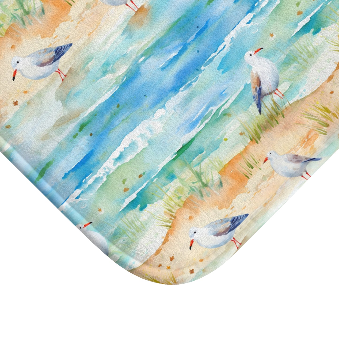 Coastal Beach Scene Bath Mat