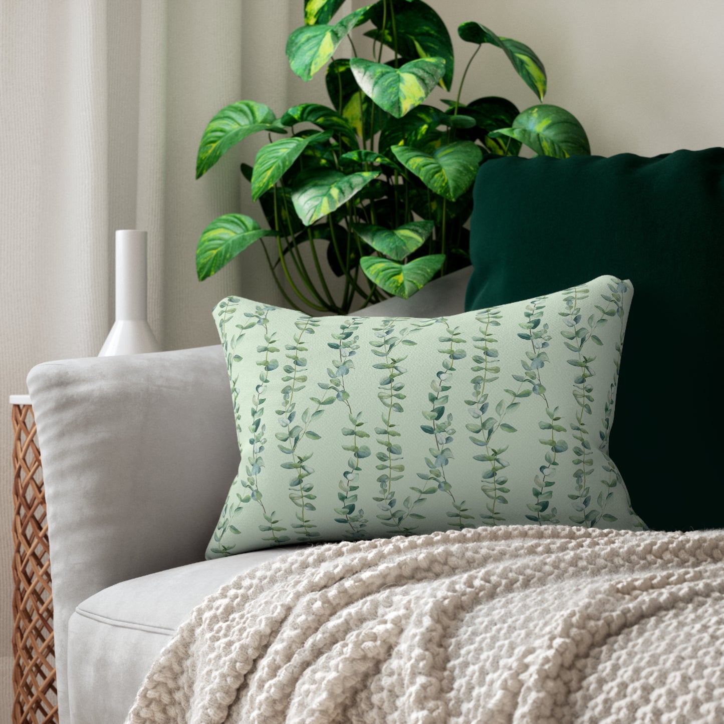 Botanical Greenery Lumbar Pillow