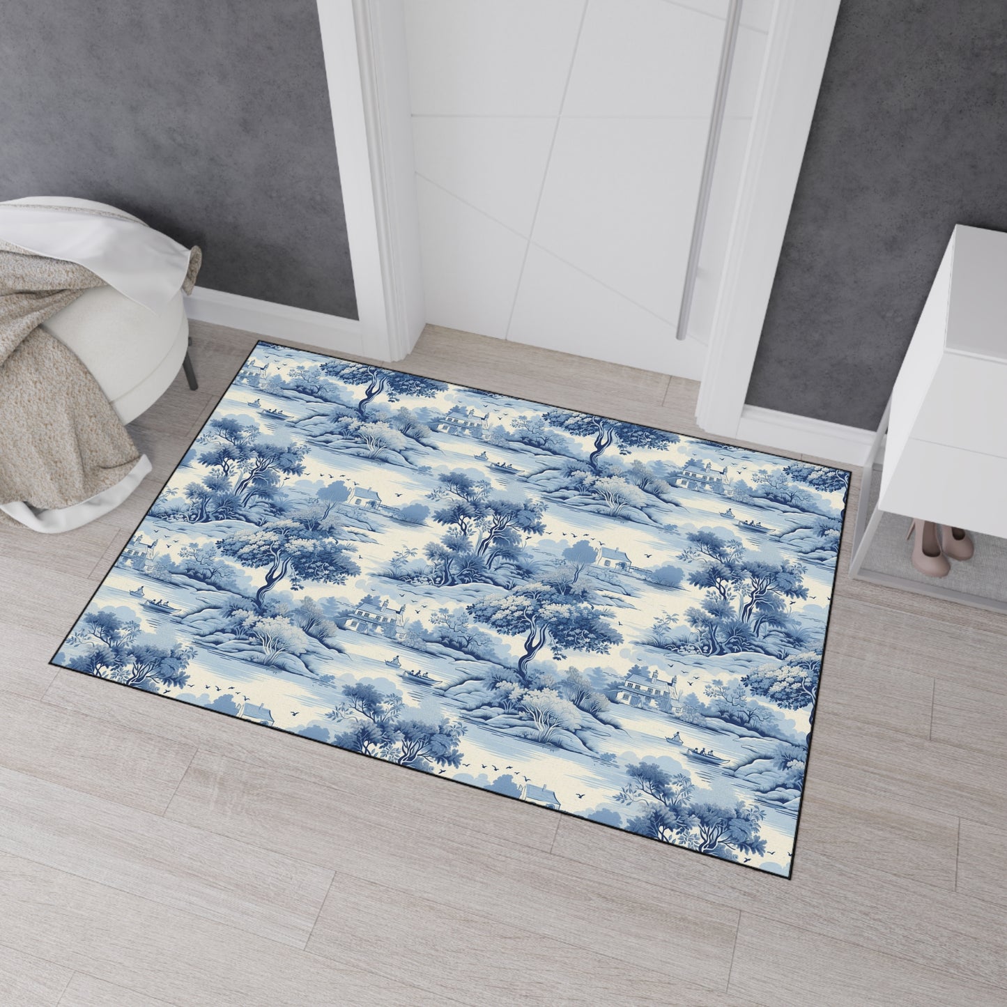 Vintage Blue Landscape Floor Mat