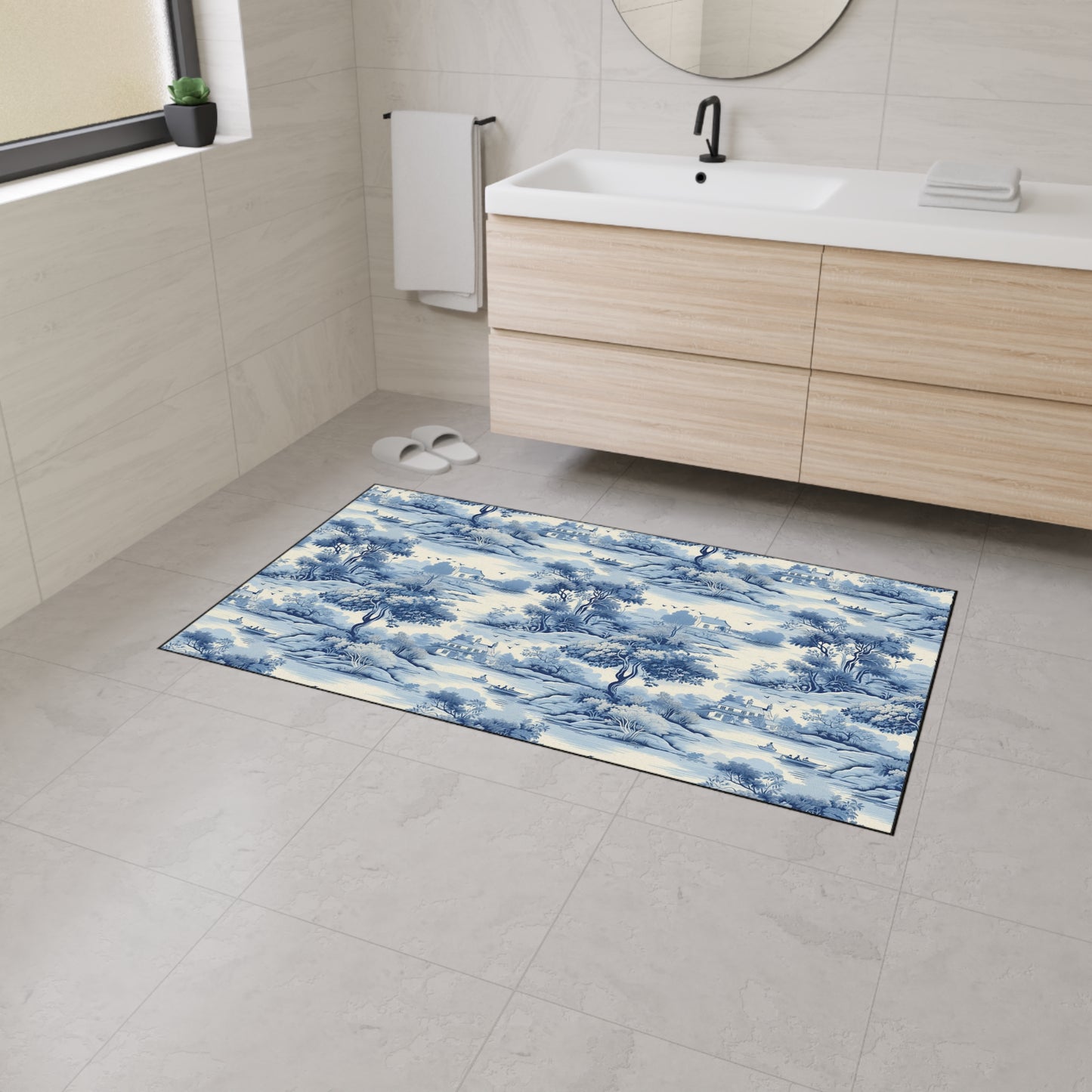 Vintage Blue Landscape Floor Mat