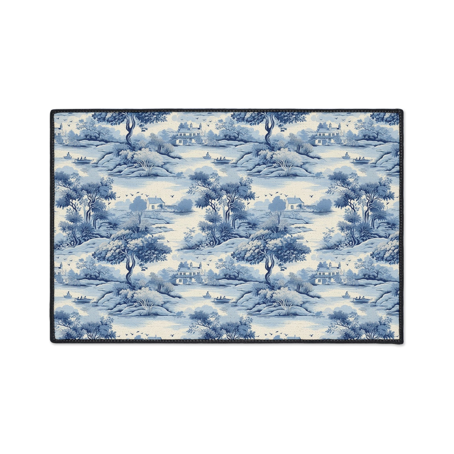 Vintage Blue Landscape Floor Mat