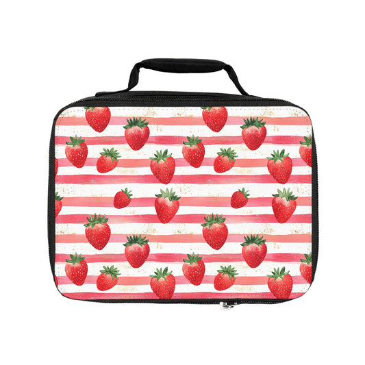Cute Strawberry Print Lunch Bag