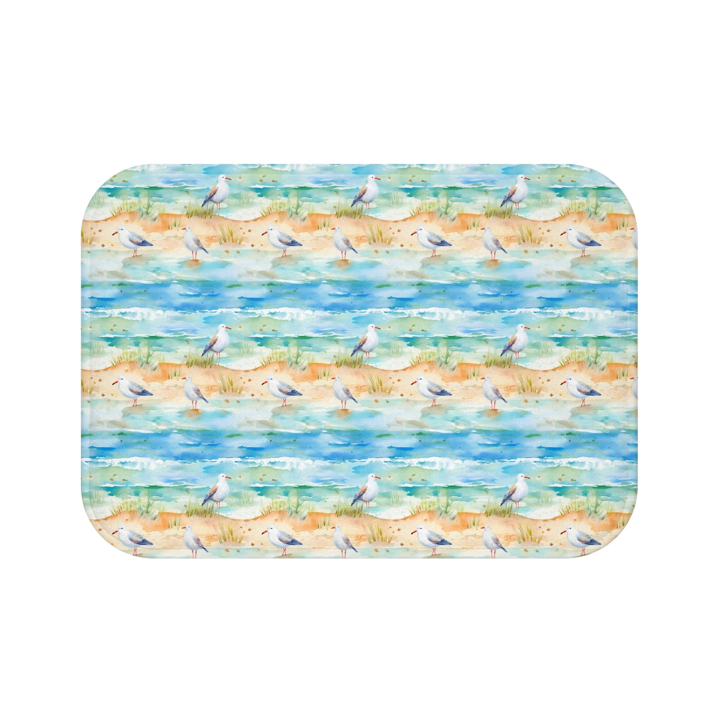 Coastal Beach Scene Bath Mat