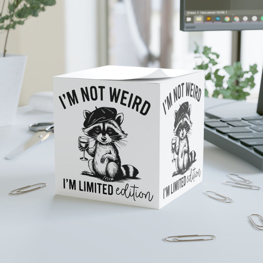 Limited Edition Note Cube with Quirky Raccoon Design