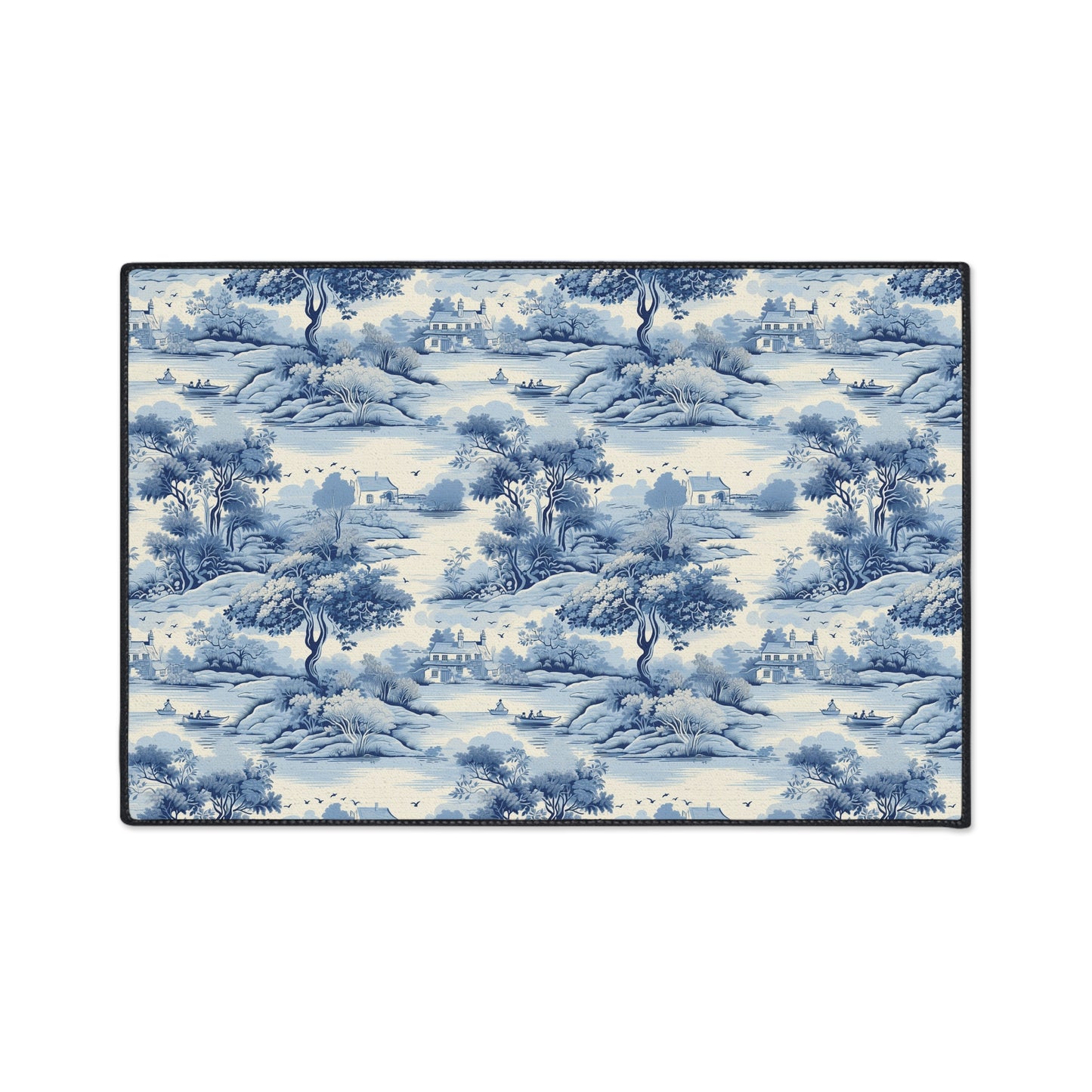 Vintage Blue Landscape Floor Mat