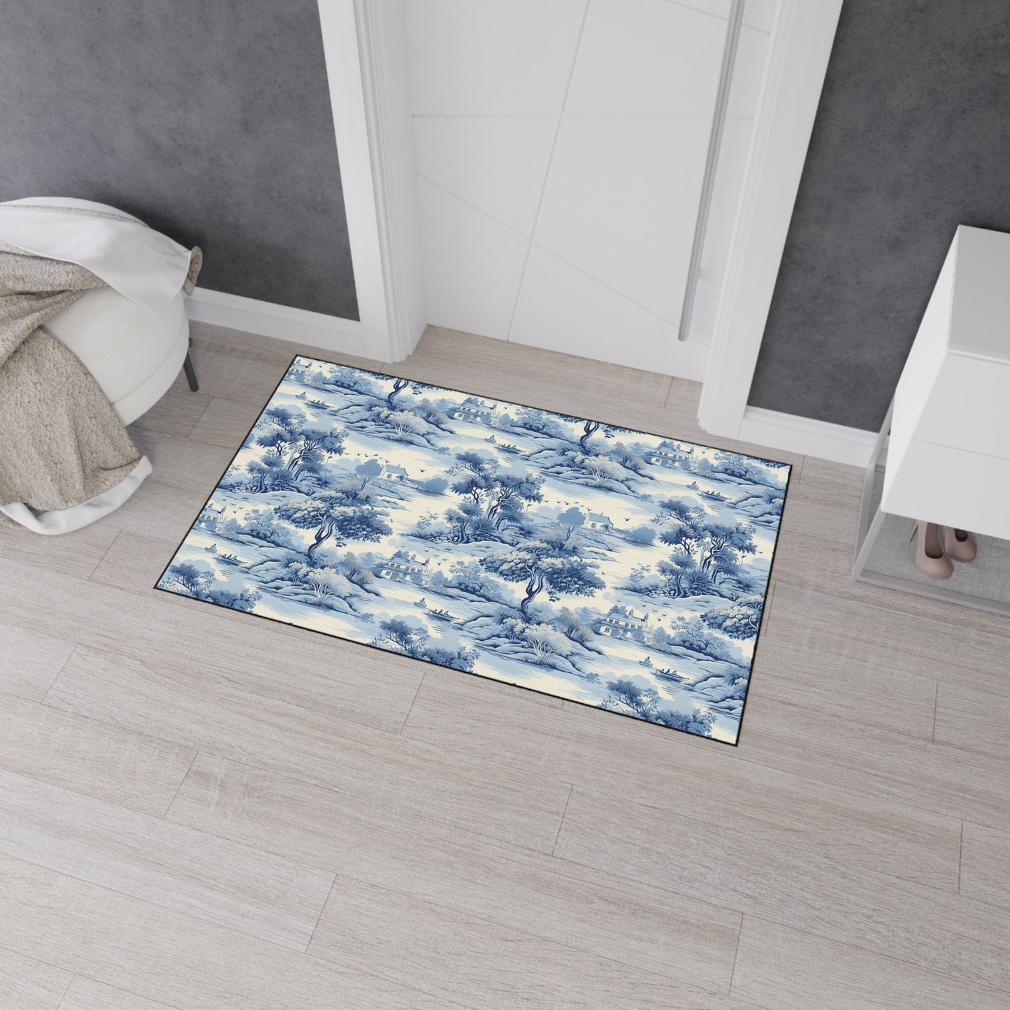 Vintage Blue Landscape Floor Mat