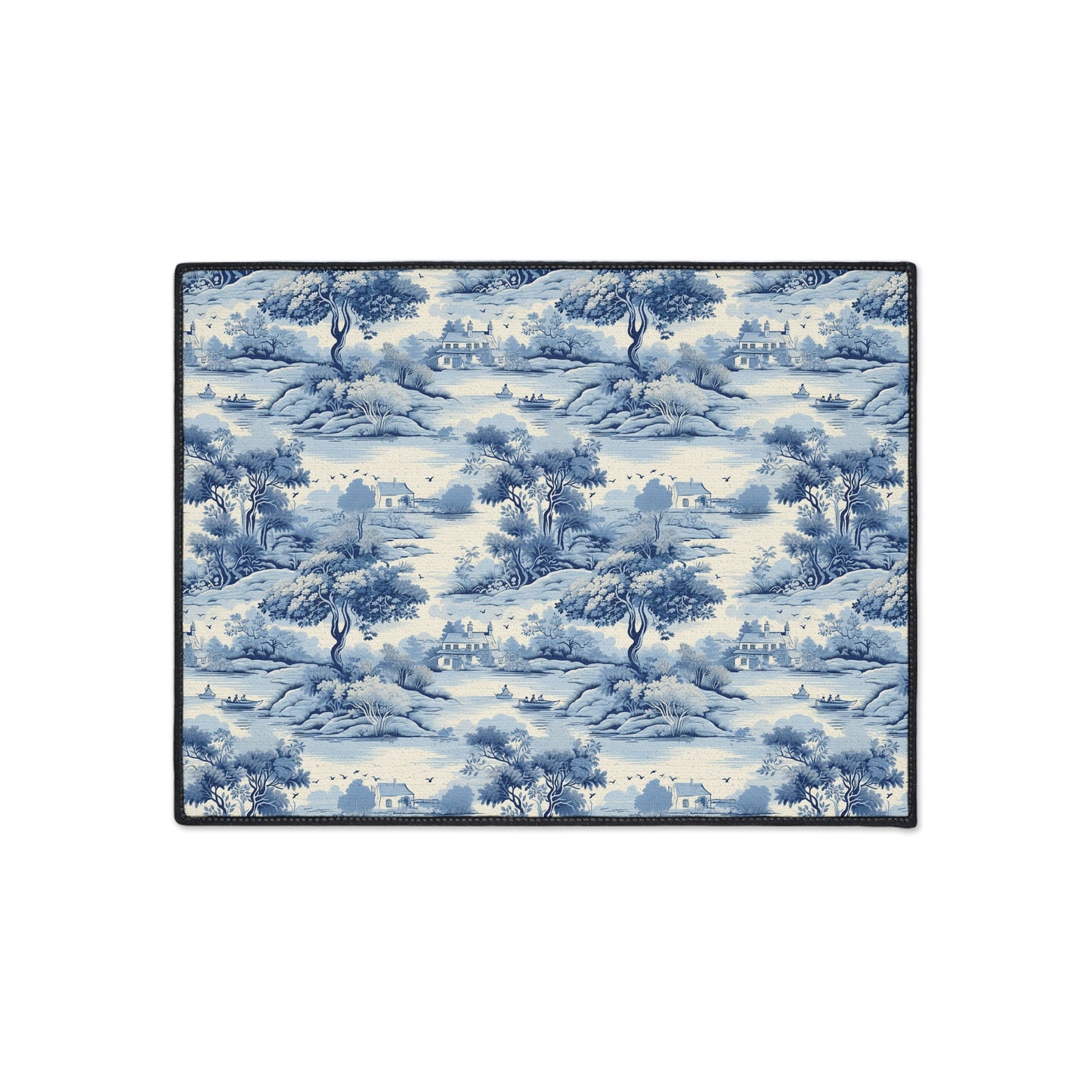 Vintage Blue Landscape Floor Mat