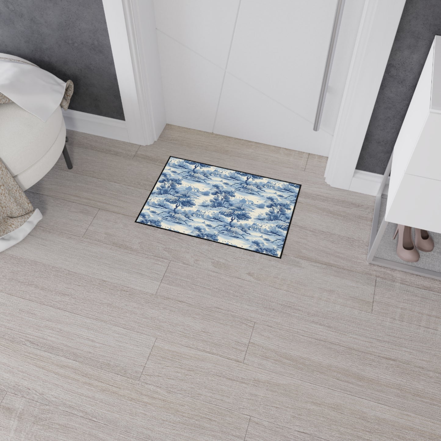 Vintage Blue Landscape Floor Mat