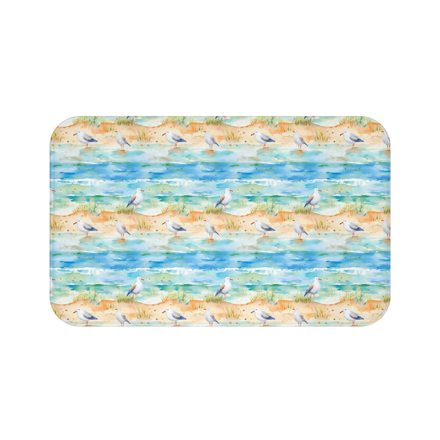 Coastal Beach Scene Bath Mat